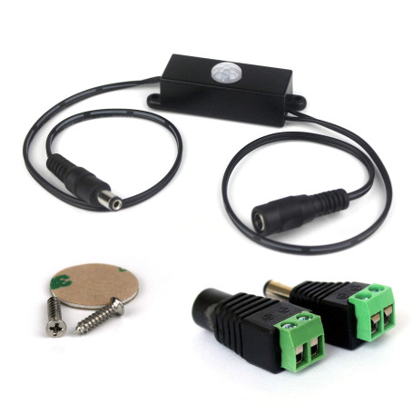 Taikuwu Interrupteur Capteur Infrarouge PIR 5-24V DC pour LED Strip - Détection 5m 110° - Connecteur Mâle/Femelle Inclus