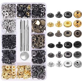Gasea 120 Set Boutons Pression Cuir Kit 6 Couleur Snaps Métal avec 4PCS Outils de Fixation pour Vêtements