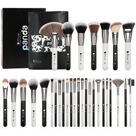 DUcare Pinceaux Maquillages Professionnel Kit de 31pcs Elegante Cuir PU Pochette Synthétiques Premium Pinceaux (Noir Blanc)