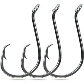 OROOTL Lot de 100 à 200 hameçons de pêche en mer avec 2 crochets solides en acier carbone Noir