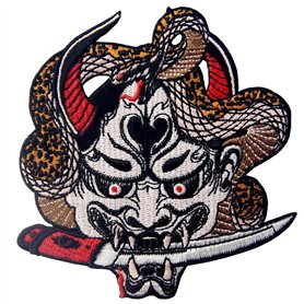 Patch brodé en forme de Hannya Oni Masque