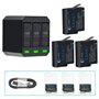COOLSHOW Hero 7 6 5 Batterie 1500mAh (3 pièces) et Triple Hero 7 Chargeur Set Compatible avec GoPro Hero 7 Black