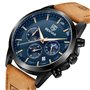 BENYAR Montre Homme Chronographe 30M Etanche Lumineuse Classique Mode Montres Bracelet en Cuir Grand Cadran Date Analogique Quar
