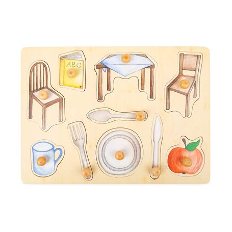 Small Foot 11502 Puzzle Objets de La Vie Quotidienne en Bois avec Divers Motifs détaillés
