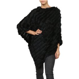 Miss Rouge poncho en fourrure lapin