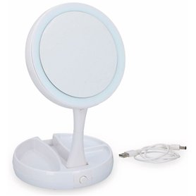 Miroir de Maquillage Grundig - Éclairage LED - Espace de Rangement pour Bijoux - Miroir Ordinaire et grossissant - Blanc