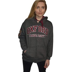 Oxford University OU129 Licensed Zipped Unisex Hooded Sweatshirt Charcoal L