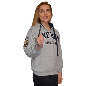 Oxford University OU129 Licensed Zipped Unisex Hooded Sweatshirt Grey S