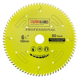 Saxton TCT16080TPRO Lame de scie circulaire de la gamme professionnelle TCT. 160mm 80 les dents