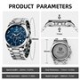 BENYAR Montre Homme Chronographe 30M Etanche Lumineuse Classique Mode Montres Bracelet en Acier Inoxydable Grand Cadran Date Ana
