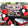 Décorations pour Fêtes de Casino - Bannière Joyeux Anniversaire, Confettis et Ballons sur Thème du Poker pour la Soirée Casino L