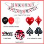 Décorations pour Fêtes de Casino - Bannière Joyeux Anniversaire, Confettis et Ballons sur Thème du Poker pour la Soirée Casino L