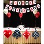 Décorations pour Fêtes de Casino - Bannière Joyeux Anniversaire, Confettis et Ballons sur Thème du Poker pour la Soirée Casino L