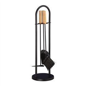 relaxdays 10028780 Ensemble serviteur de cheminée 4 pièces Accessoire Pelle Balai Support grattoir