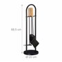 relaxdays 10028780 Ensemble serviteur de cheminée 4 pièces Accessoire Pelle Balai Support grattoir, Noir