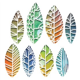 Sizzix Matrice Thinlits Set de 8pcs 664431 Feuilles Découpées de Tim Holtz