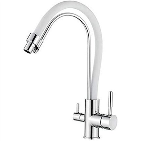 Ibergrif M22122-3 Robinet de Cuisine Poignée Double avec Bec Flexible