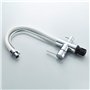 Ibergrif M22122-3 Robinet de Cuisine Poignée Double avec Bec Flexible, Mitigeur d'évier 3 Voies, Chrome, Blanc