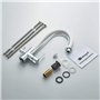 Ibergrif M22122-3 Robinet de Cuisine Poignée Double avec Bec Flexible, Mitigeur d'évier 3 Voies, Chrome, Blanc