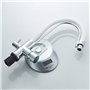 Ibergrif M22122-3 Robinet de Cuisine Poignée Double avec Bec Flexible, Mitigeur d'évier 3 Voies, Chrome, Blanc