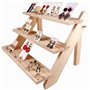 Présentoirs d'Étagères Porte-Bijoux pour Bracelets Bagues Boucles d'oreilles - Bois, 3 Niveaux