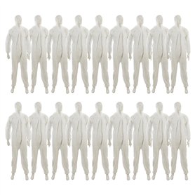 Dapetz ® Lot de 20 combinaisons de protection jetables en papier blanc avec capuche en polypropylène PPE poignets élastiques fer