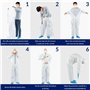 Dapetz ® Lot de 20 combinaisons de protection jetables en papier blanc avec capuche en polypropylène PPE poignets élastiques fer
