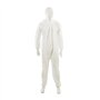 Dapetz ® Lot de 20 combinaisons de protection jetables en papier blanc avec capuche en polypropylène PPE poignets élastiques fer