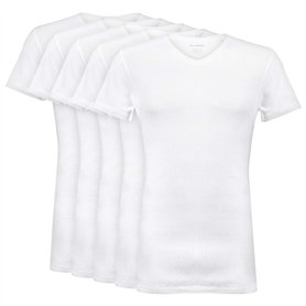 Wallenberg Lot de 1 à 5 Maillots de Corps à col en V pour Homme - Blanc - Large