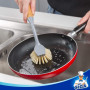 MR.SIGA Brosse à Vaisselle Radiale avec Grattoir Intégré à Long Manche en Bambou, Brosse à Récurer pour Nettoyage des Plates, Ca