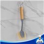 MR.SIGA Brosse à Vaisselle Radiale avec Grattoir Intégré à Long Manche en Bambou, Brosse à Récurer pour Nettoyage des Plates, Ca