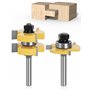 APLUS 8mm Queue Langue Appariée et Fraise de Rainure Set 3 Dents Forme T Cutter en Bois de Coupe Outil de Travail du Bois