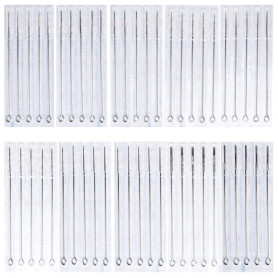 Lot de 50 aiguilles de tatouage stériles jetables en acier inoxydable Tailles 1RL 3RL 5RL 7RL 9RL pour machine de tatouage