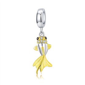 Breloque queue de poisson en argent sterling 925 plaqué or compatible avec bracelets et colliers Pandora
