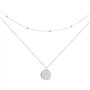 Collier Ras Du Cou Avec Pendentif En Forme De Disque En Argent Sterling 925 Et Or Blanc 18 Carats Avec Deux Chaînes Doubles Et B