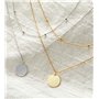 Collier Ras Du Cou Avec Pendentif En Forme De Disque En Argent Sterling 925 Et Or Blanc 18 Carats Avec Deux Chaînes Doubles Et B