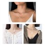 Collier Ras Du Cou Avec Pendentif En Forme De Disque En Argent Sterling 925 Et Or Blanc 18 Carats Avec Deux Chaînes Doubles Et B