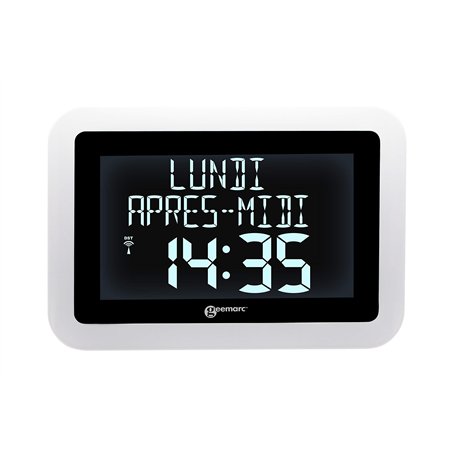 Horloge Numérique Murale Rétroéclairée et Radio Pilotée - La Viso15 de Geemarc Affiche Automatiquement l’Heure Exacte - Calendri