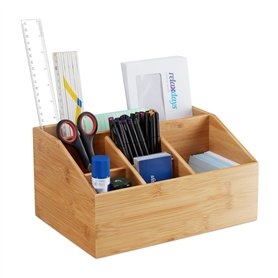 Relaxdays 10028807 Organiseur de Bureau Bambou