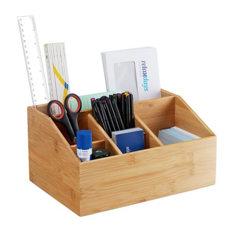 Relaxdays 10028807 Organiseur de Bureau Bambou