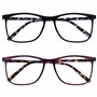OPULIZE Arc Lunettes de Lecture Pack de 2 Montures Carrées Minces Élégantes Charnières à Ressort Anti-Rayures Noir Violet Branch