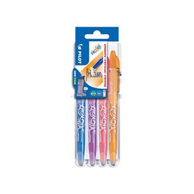 Pilot - 1 Etui Chevalet de 4 rollers FriXion Ball Fun Pointe Moyenne 0.7 mm. Assortis Turquoise