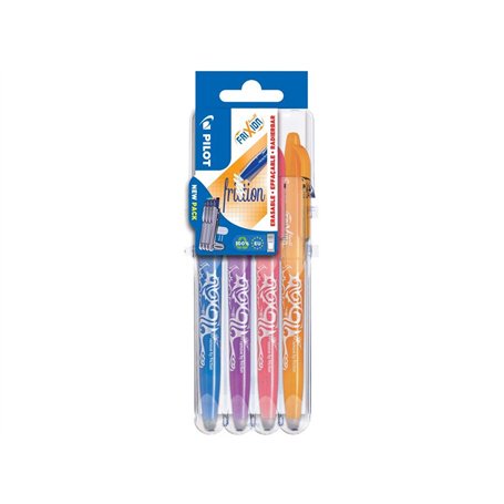 Pilot - 1 Etui Chevalet de 4 rollers FriXion Ball Fun Pointe Moyenne 0.7 mm. Assortis Turquoise