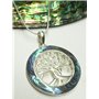 Pendentif en argent sterling avec motif « arbre de vie » avec coquille d'ormeau - En argent sterling - Symbole de protection - B