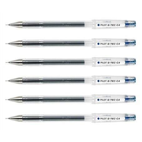 PILOT Lot de 6 Stylos roller à encre gel G-TEC-C4 pointe ultra fine 0