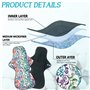ZCOINS Serviettes Hygiéniques Lavables Réutilisables Flux Abondant 4 Pack - Taille XL (34cm), Extrémité Allongée Élargie Anti-Fu
