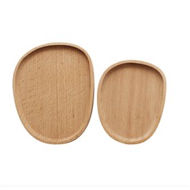 anaan Pebble Assiette en Bois Lot 2 Plat Tablette Plateau de Service pour apéritif Desserts Écologique Rond Décoration Design