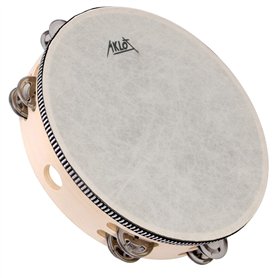 AKLOT 10"Tambourin Tambour 8 paires Double Row Metal Bell Jingles Hêtre Percussion Instrument éducatif musical pour Party Dance