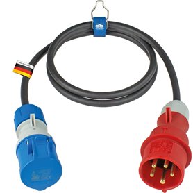 as - Schwabe Câble Adaptateur Caravan 1.5m - Prise CEE 400V/16A 5 Pôles & 230V/16A 3 Pôles - Intérieur/Extérieur IP44 - Fabriqué