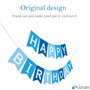 Décoration Anniversaire Garcon Deco - 1 Banderole Bannière Joyeux Anniversaire “Happy Birthday” +5 Ballons Aluminium Etoiles + 6